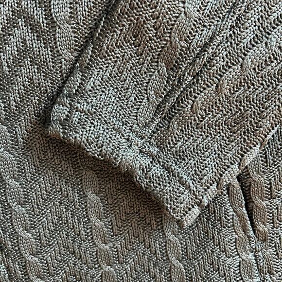 Boston Traders Cable Knit Sweater Jacket Full Zip Black Fleece Lined Size M - Picture 10 of 16